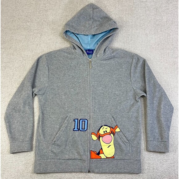 Disney Tigger Hoodie Jacket Fleece Women's Medium Full Zip Gray Winnie The Pooh - Picture 1 of 7